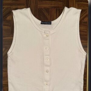 Brandy Melville White Button-Up Tank Top